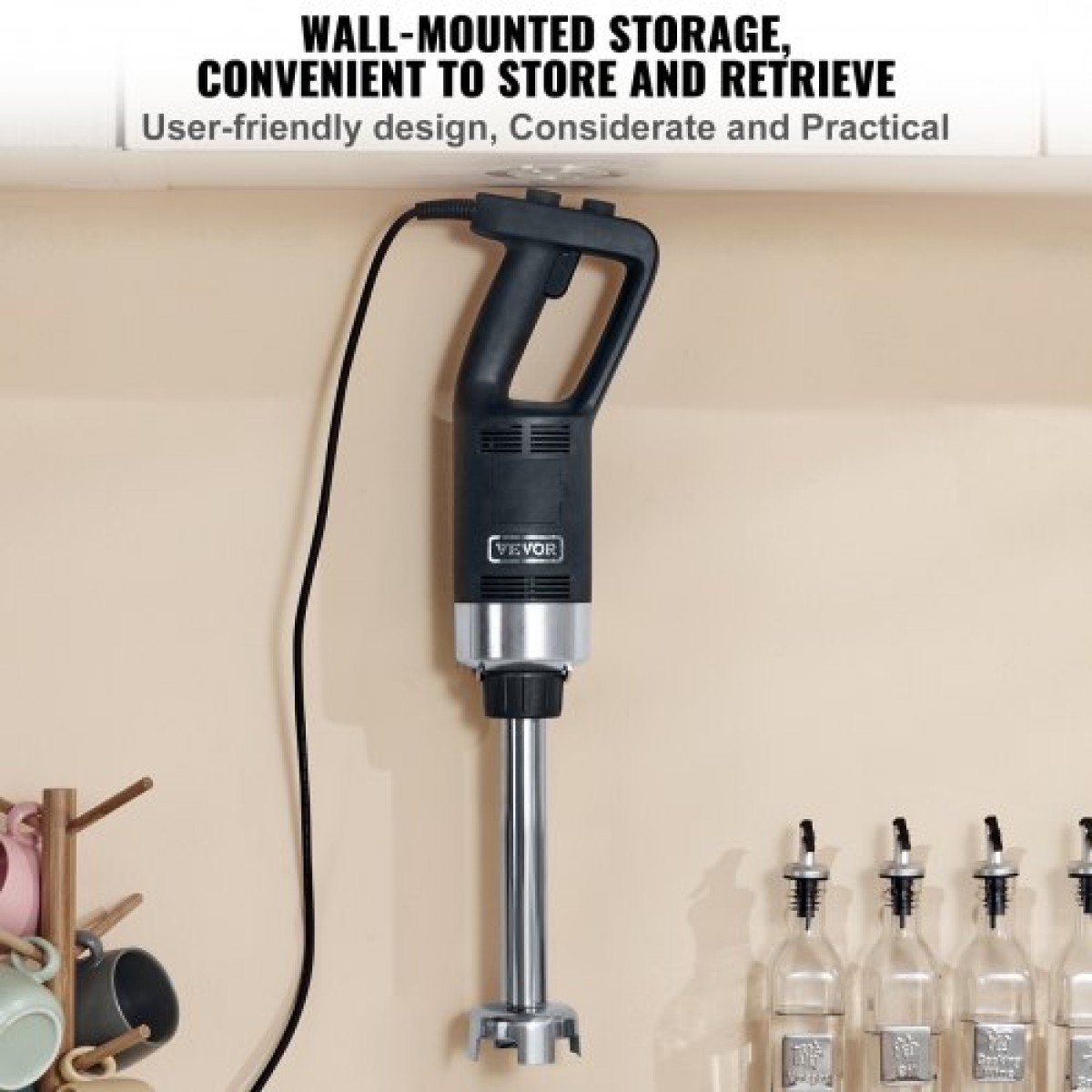VEVOR Commercial Immersion Blender, 750 Watt Heavy Duty Mixer, Μεταβλητής Ταχύτητας Kitchen Stick Mixer με λεπίδα από ανοξείδωτο ατσάλι 304, φορητό μίξερ πολλαπλών χρήσεων για σούπα, smoothie, πουρέ, βρεφικές τροφές