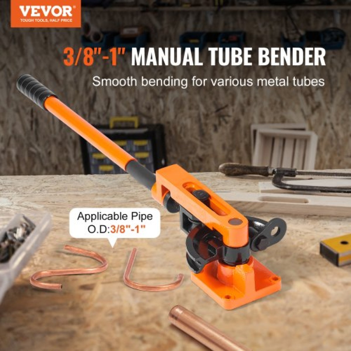 VEVOR Pipe Tube Bender, 9,5mm έως 25,4mm OD Manual Pipe Tube Bender with 7 Bending Dies, 180° Copper Pipes Aluminium Bending Tools for HVAC Air Conditioning Refrigerator Auto Repair