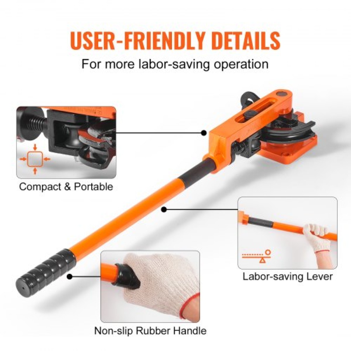 VEVOR Pipe Tube Bender, 9,5mm έως 25,4mm OD Manual Pipe Tube Bender with 7 Bending Dies, 180° Copper Pipes Aluminium Bending Tools for HVAC Air Conditioning Refrigerator Auto Repair