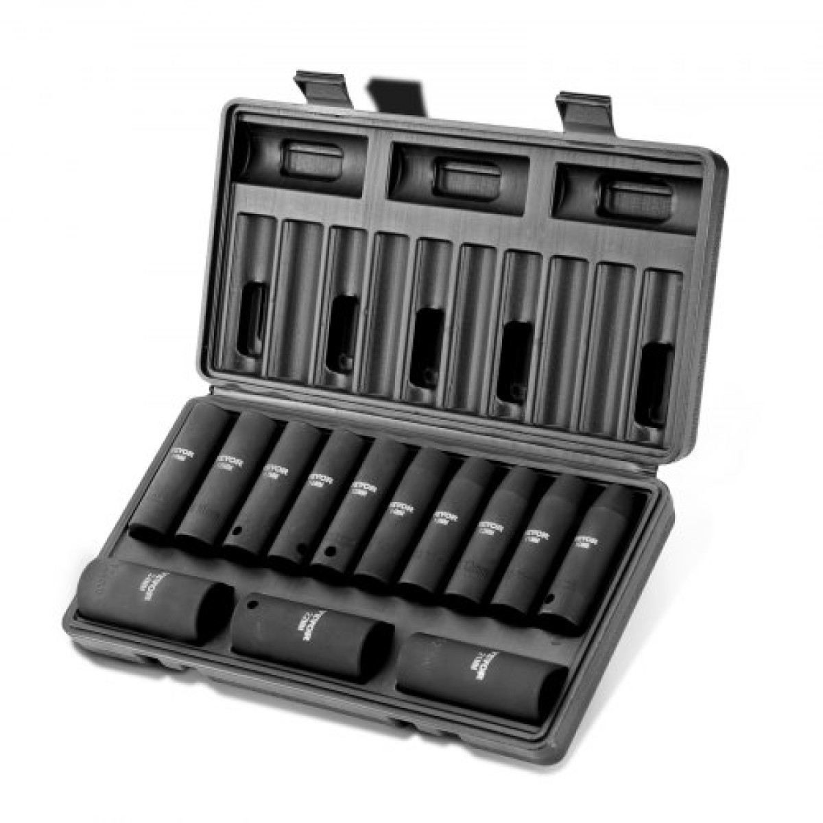 VEVOR 1/2" Drive Impact Socket Set, 13 Piece Deep Socket Set Metric 10-24mm, 6 Point CR-V Alloy Steel for Auto Repair, Ευανάγνωστα σημάδια μεγέθους, στιβαρή κατασκευή, περιλαμβάνει θήκη αποθήκευσης