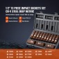 VEVOR 1/2" Drive Impact Socket Set, 13 Piece Deep Socket Set Metric 10-24mm, 6 Point CR-V Alloy Steel for Auto Repair, Ευανάγνωστα σημάδια μεγέθους, στιβαρή κατασκευή, περιλαμβάνει θήκη αποθήκευσης