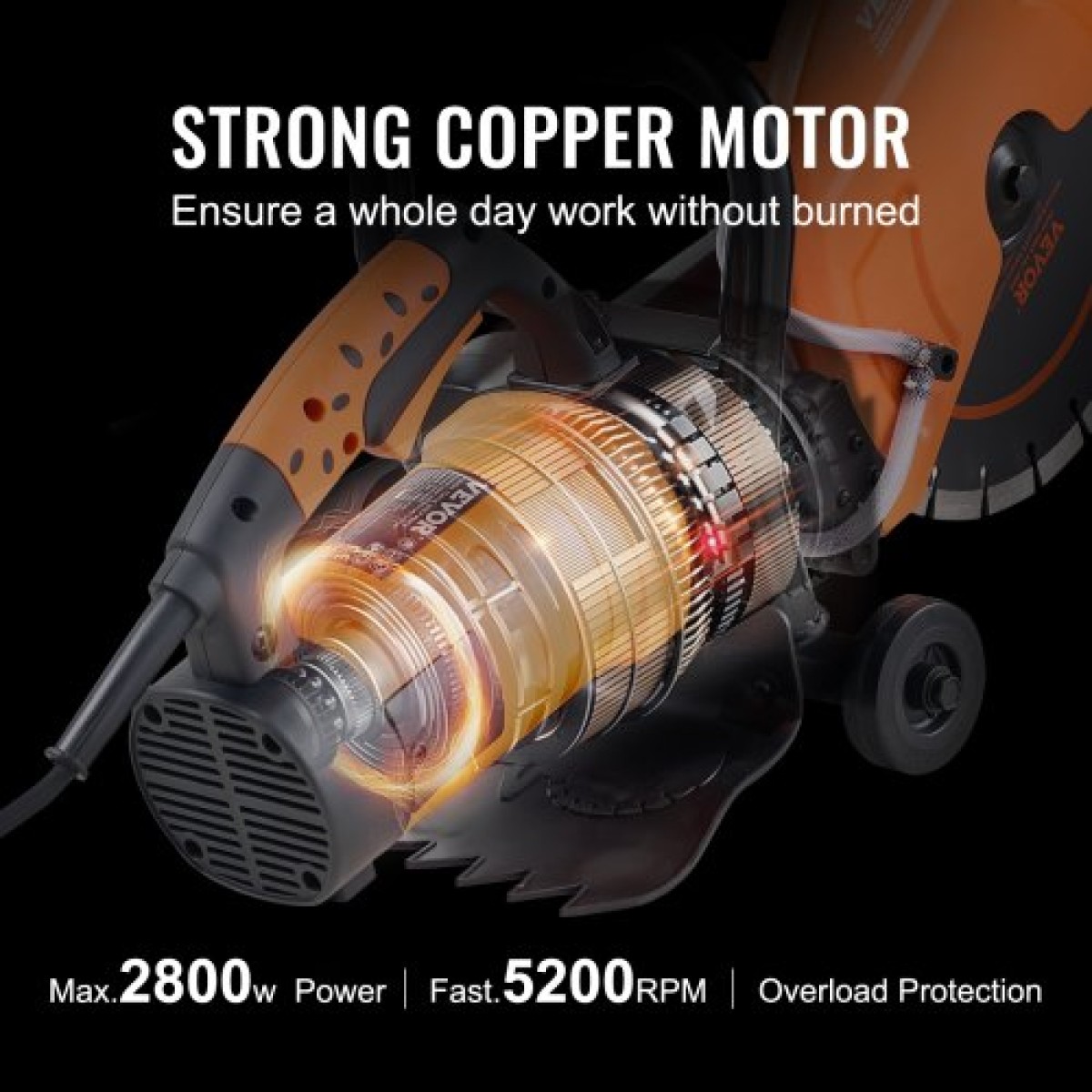 VEVOR 305mm Πριόνι Κοπής Σκυροδέματος Κόπτης Πλακόστρωσης Κόπτης Σκυροδέματος 2800W
