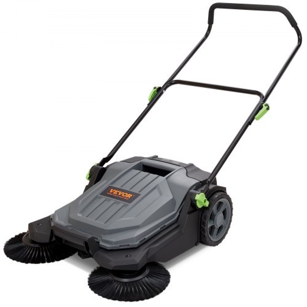 VEVOR Walk-behind Hand Push Floor Sweeper, 65 cm Sweeping Width Floor Sweeper Μη ηλεκτρικό, δοχείο απορριμμάτων 18,9 λίτρων, ρυθμιζόμενη γωνία & ύψος αναδιπλούμενη λαβή για διάδρομο, αυλή, γκαράζ, βεράντα