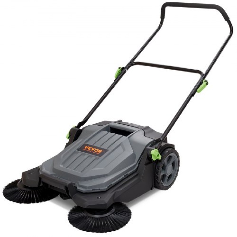 VEVOR Walk-behind Hand Push Floor Sweeper, 65 cm Sweeping Width Floor Sweeper Μη ηλεκτρικό, δοχείο απορριμμάτων 18,9 λίτρων, ρυθμιζόμενη γωνία & ύψος αναδιπλούμενη λαβή για διάδρομο, αυλή, γκαράζ, βεράντα