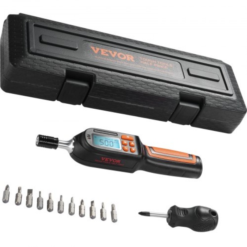 VEVOR Digital Torque Screwdriver, 0,64 cm Drive Screwdriver Torque Wrench, Electrician Torque Screwdriver with LCD, 0,30-7,98 N·m Εύρος ροπής, 0,01 N·m Increment Torque Screwdriver with Bits & Case