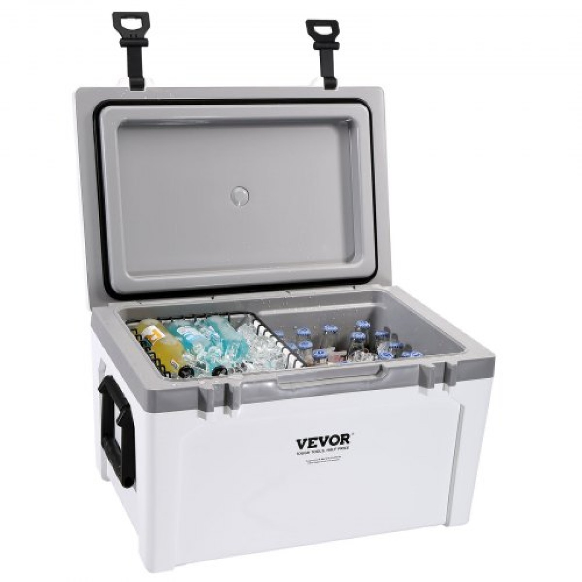 Φορητό ψυγείο VEVOR Insulated, 52 qt, Χωράει 50 δοχεία, Σκληρός ψύκτης συγκράτησης πάγου με λαβή βαρέως τύπου, Κουτί μεσημεριανού γεύματος πάγου για κάμπινγκ, παραλία, πικνίκ, ταξίδια, εξωτερικό χώρο, διατηρεί τον πάγο για έως και 6 ημέρες