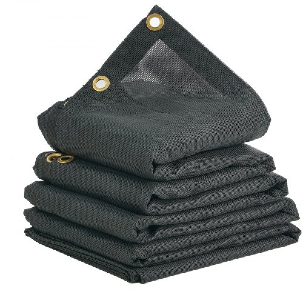 VEVOR Dump Truck Mesh Tarp, 7 x 14 ft, μαύρο κάλυμμα βαρέως τύπου με επίστρωση PVC με διπλή τσέπη 5,5" 18 oz, ορειχάλκινοι δακτύλιοι, ενισχυμένος ιμάντας διπλής βελόνας που ταιριάζει χειροκίνητο ή σύστημα ηλεκτρικού ανατρεπόμενου φορτηγού