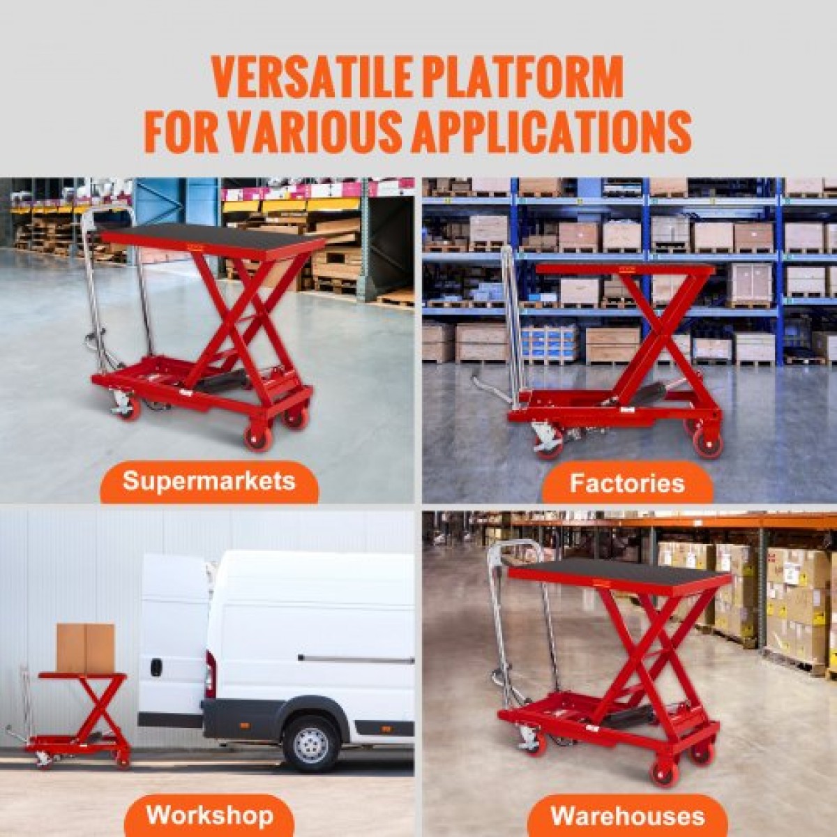 Επιτραπέζιο καρότσι VEVOR Hydraulic Lift, 500lbs Capacity Ύψος ανύψωσης 28,5" Χειροκίνητο Τραπέζι ανύψωσης μονής ψαλίδας με 4 ρόδες και αντιολισθητικό μαξιλαράκι, υδραυλικό καρότσι με ψαλίδια για χειρισμό υλικού, κόκκινο