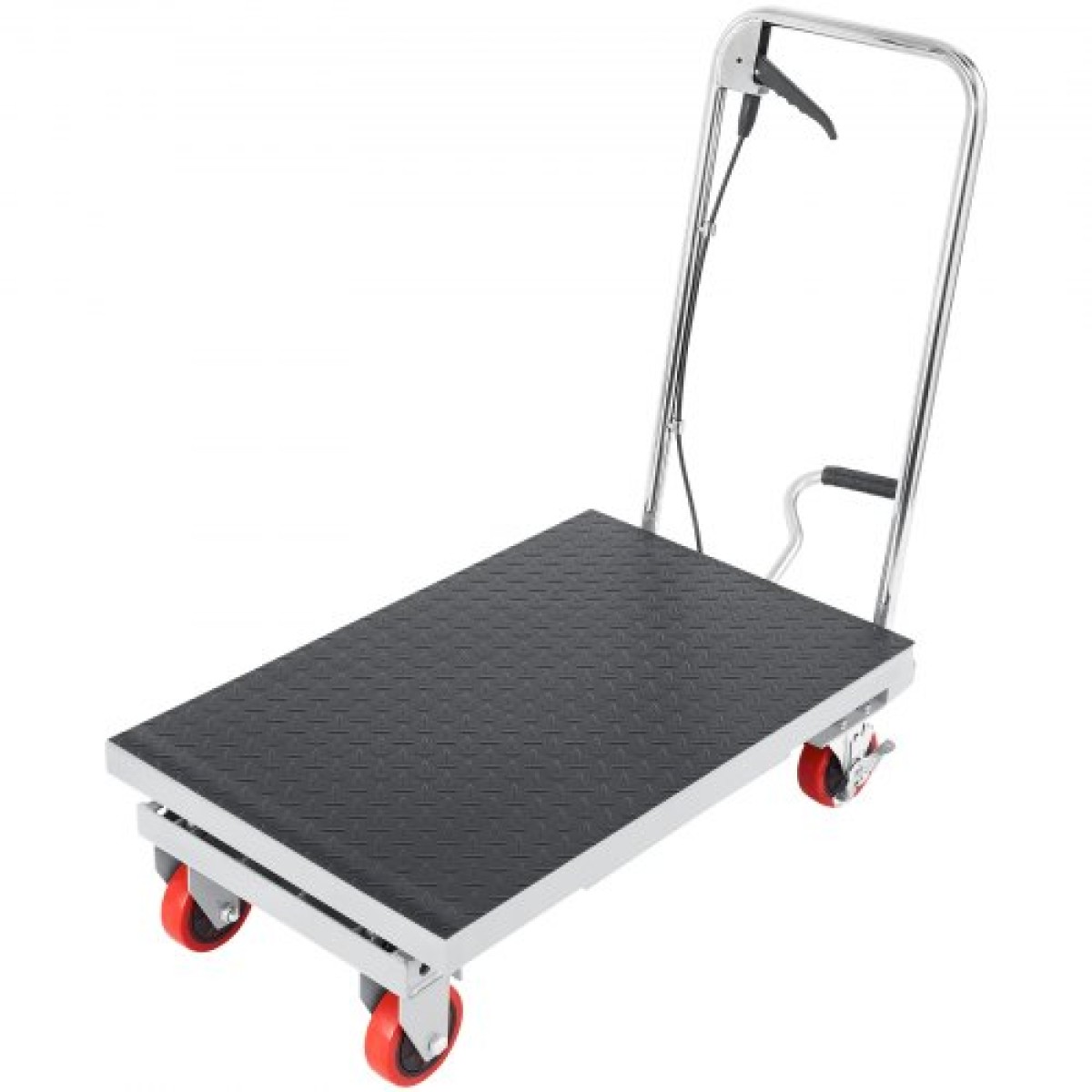 VEVOR Hydraulic Lift Table Cart, 500lbs Capacity 28,5" Lifting Ύψος, Χειροκίνητο Τραπέζι ανύψωσης μονής ψαλίδας με 4 τροχούς και αντιολισθητικό μαξιλαράκι, Υδραυλικό καρότσι με ψαλίδια για χειρισμό υλικού, γκρι