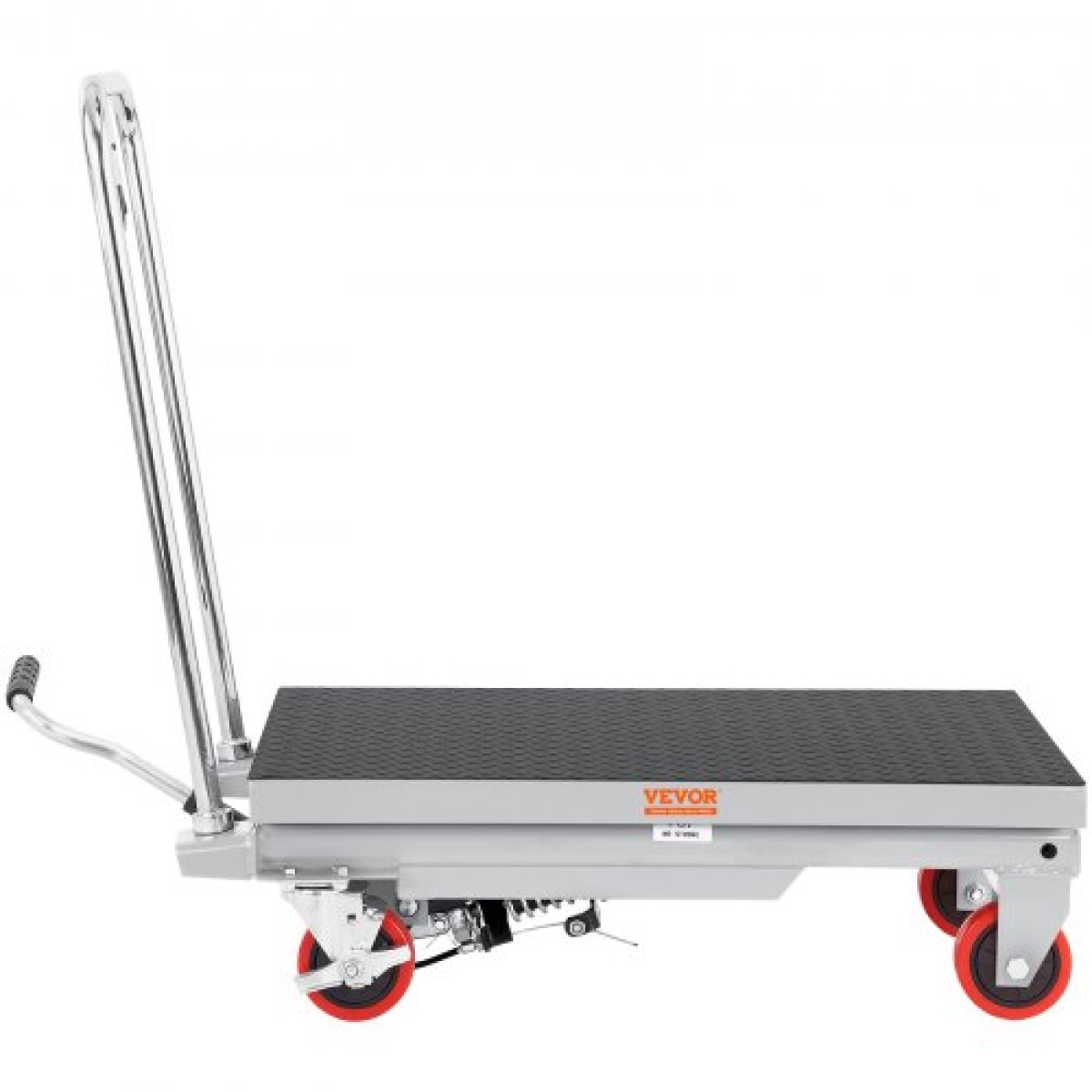 VEVOR Hydraulic Lift Table Cart, 500lbs Capacity 28,5" Lifting Ύψος, Χειροκίνητο Τραπέζι ανύψωσης μονής ψαλίδας με 4 τροχούς και αντιολισθητικό μαξιλαράκι, Υδραυλικό καρότσι με ψαλίδια για χειρισμό υλικού, γκρι