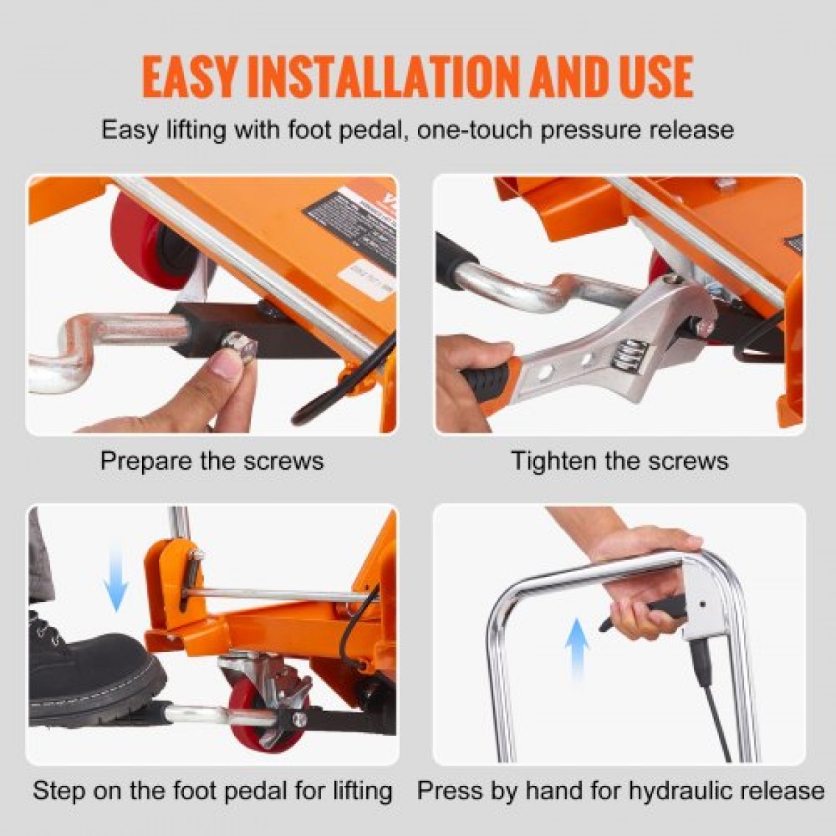 Επιτραπέζιο καρότσι VEVOR Hydraulic Lift, Χωρητικότητα 330 lbs Ύψος ανύψωσης 28,5" Χειροκίνητο Τραπέζι ανύψωσης μονής ψαλίδας με 4 ρόδες και αντιολισθητικό μαξιλαράκι, υδραυλικό καρότσι με ψαλίδια για χειρισμό και μεταφορά υλικού