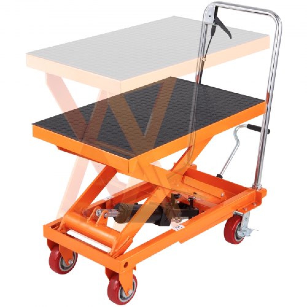 Επιτραπέζιο καρότσι VEVOR Hydraulic Lift, Χωρητικότητα 1100 lbs Ύψος ανύψωσης 35,4" Χειροκίνητο Τραπέζι ανύψωσης μονής ψαλίδας με 4 τροχούς και αντιολισθητικό μαξιλαράκι, υδραυλικό καρότσι με ψαλίδια για χειρισμό και μεταφορά υλικού