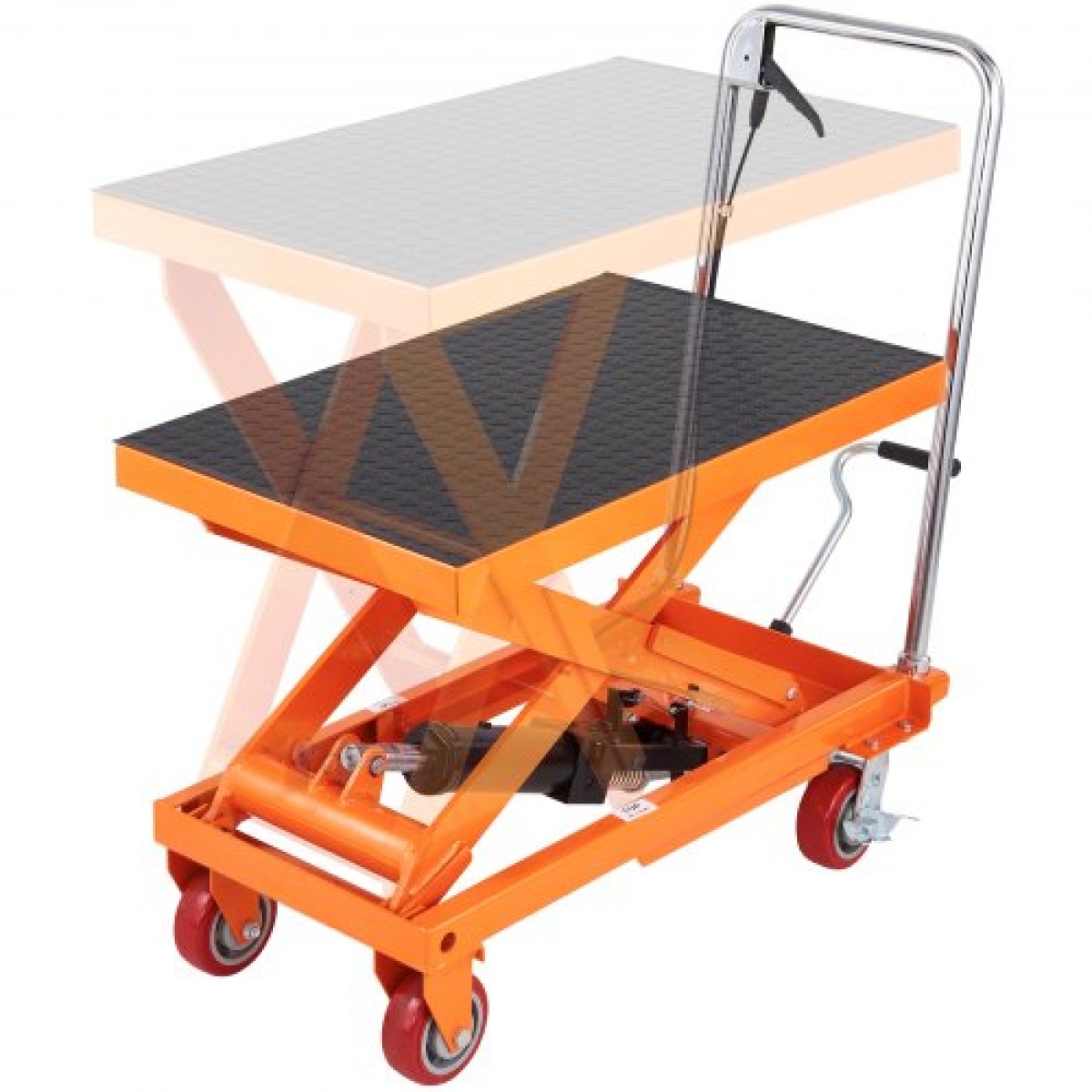 Επιτραπέζιο καρότσι VEVOR Hydraulic Lift, Χωρητικότητα 1100 lbs Ύψος ανύψωσης 35,4" Χειροκίνητο Τραπέζι ανύψωσης μονής ψαλίδας με 4 τροχούς και αντιολισθητικό μαξιλαράκι, υδραυλικό καρότσι με ψαλίδια για χειρισμό και μεταφορά υλικού