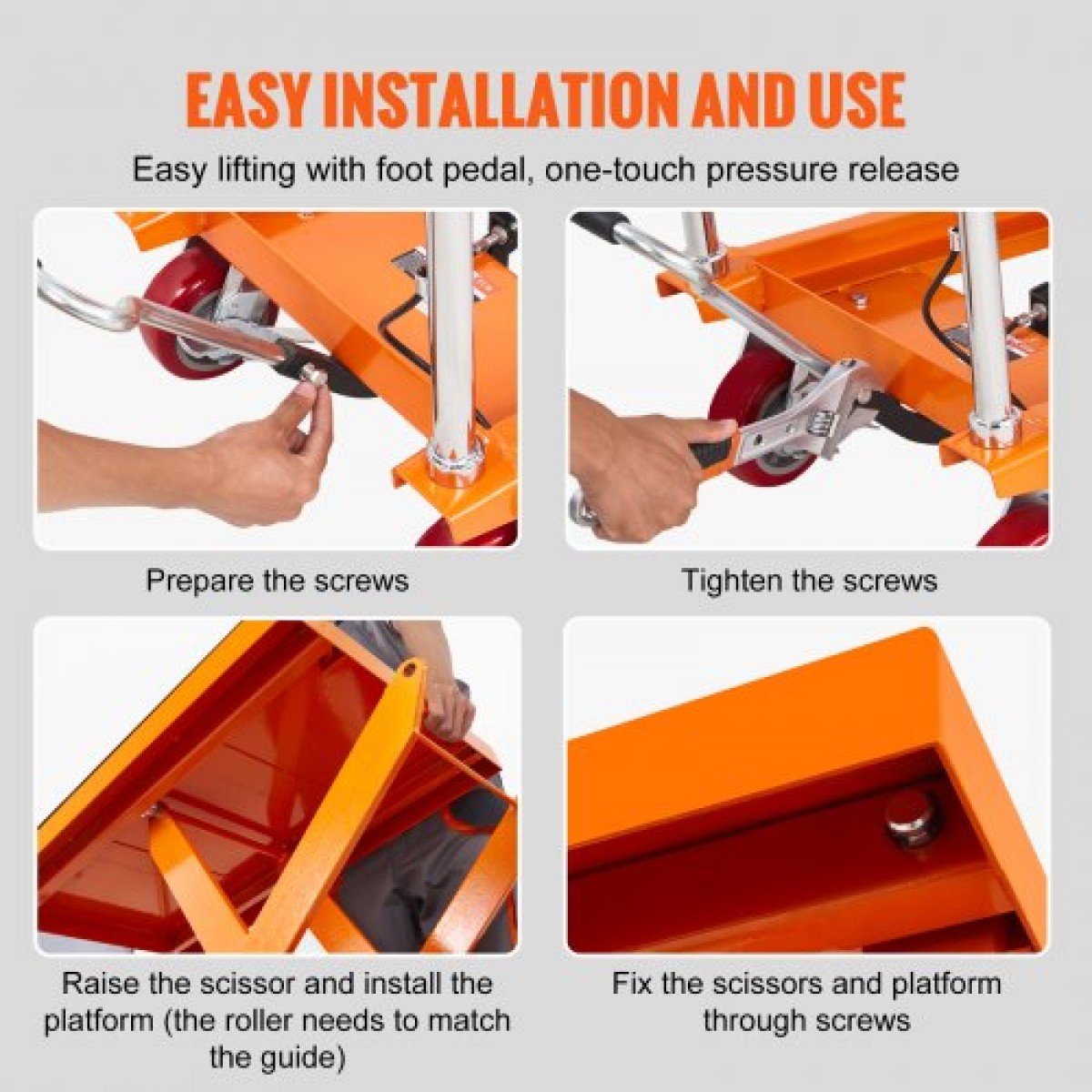 Επιτραπέζιο καρότσι VEVOR Hydraulic Lift, Χωρητικότητα 1100 lbs Ύψος ανύψωσης 35,4" Χειροκίνητο Τραπέζι ανύψωσης μονής ψαλίδας με 4 τροχούς και αντιολισθητικό μαξιλαράκι, υδραυλικό καρότσι με ψαλίδια για χειρισμό και μεταφορά υλικού