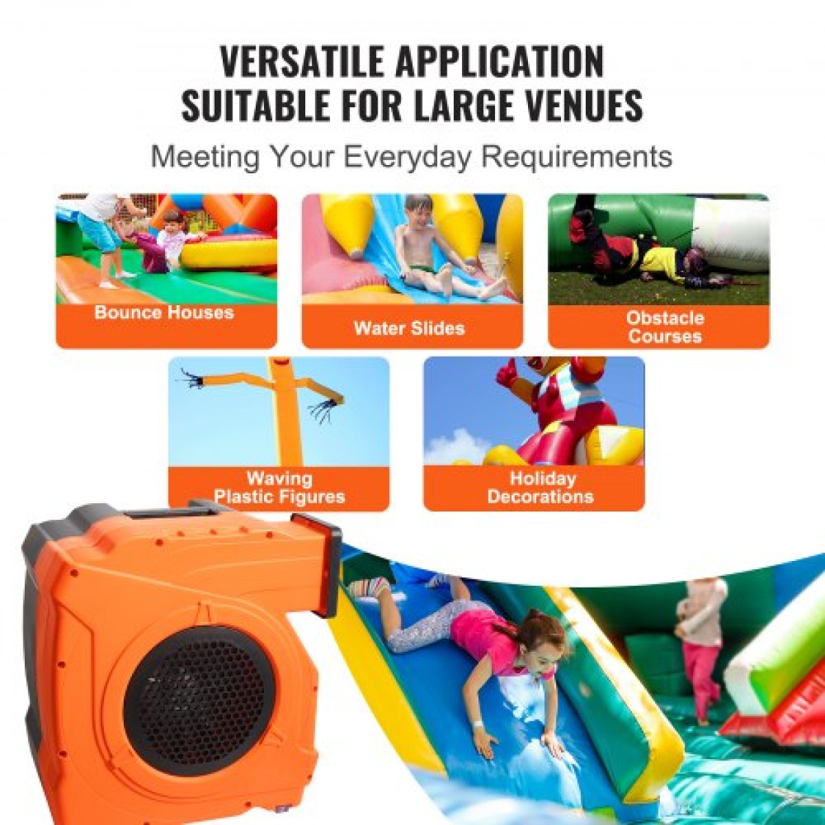 Φουσκωτός ανεμιστήρας VEVOR, 1100W, 1,5 & 1,7 HP Bounce House Blower, Αντλία Commercial Air Blower για φουσκωτά, 3100 RPM Bouncy Castle Electric Fan for Bounce House, Waterslides, Δοκιμασμένο στα πρότυπα UL