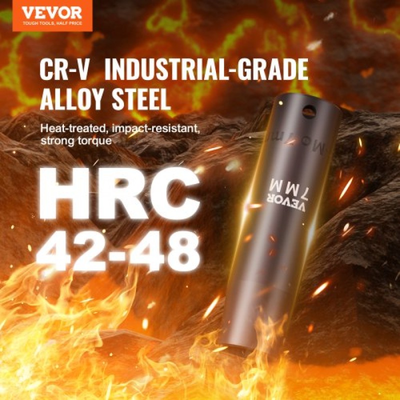 VEVOR 1/2" Drive Impact Socket Set, 33 Piece Socket Set SAE 3/8"-1" and Metric 10-24mm, 6 Point Cr-V Alloy Steel for Auto Repair, Εύκολα στην ανάγνωση σημάνσεις μεγέθους, στιβαρή κατασκευή, περιλαμβάνει θήκη αποθήκευσης