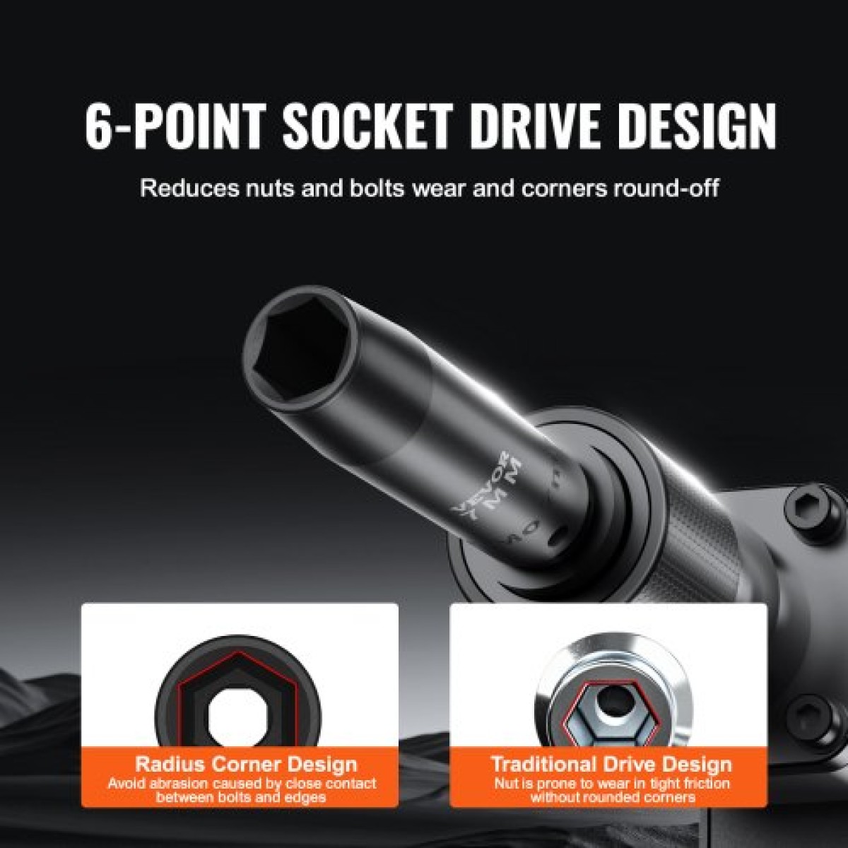 VEVOR 1/2" Drive Impact Socket Set, 33 Piece Socket Set SAE 3/8"-1" and Metric 10-24mm, 6 Point Cr-V Alloy Steel for Auto Repair, Εύκολα στην ανάγνωση σημάνσεις μεγέθους, στιβαρή κατασκευή, περιλαμβάνει θήκη αποθήκευσης