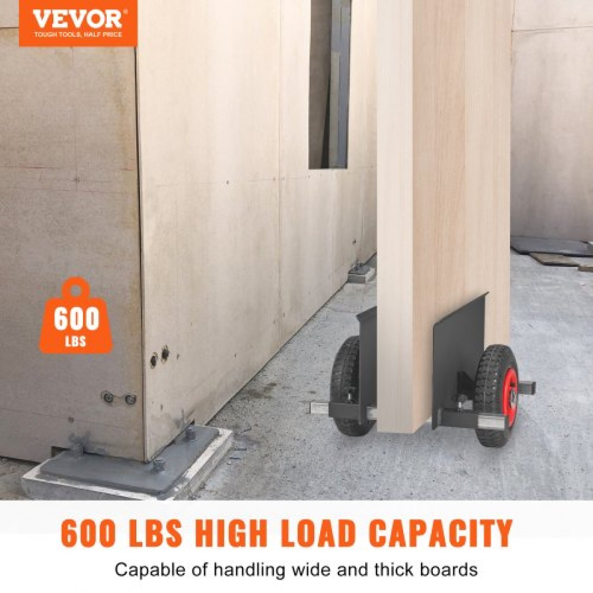 VEVOR Panel Dolly 272 kg Καροτσάκι πόρτας γυψοσανίδας Dolly με πνευματικό τροχό 20,32 cm