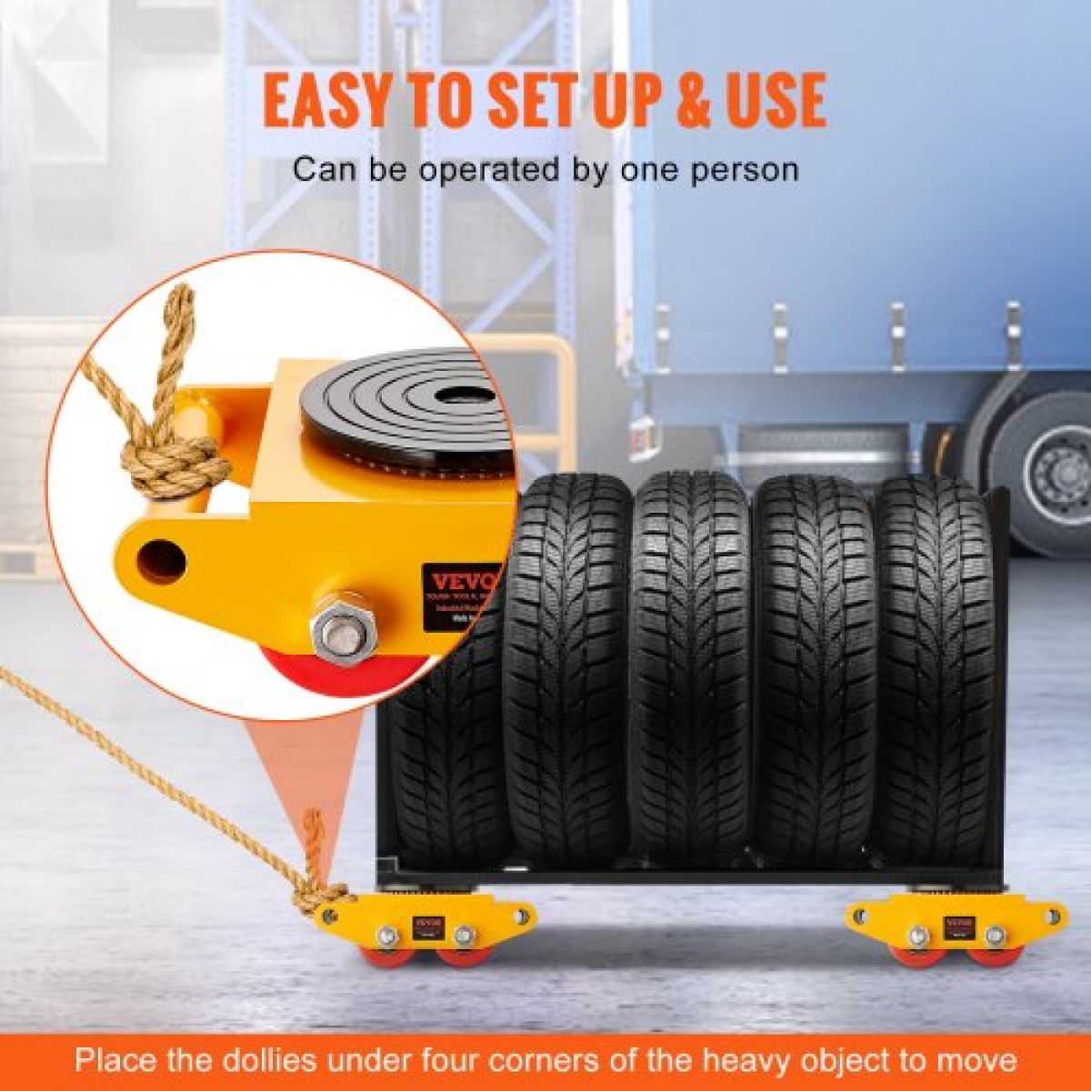 VEVOR 4PCS Machinery Skate Dolly, 17637LBS/8T Industrial Machinery Mover, Heavy Duty Carbon Steel Machinery Moving Skate με 4 τροχούς PU και αντιολισθητικό καπάκι περιστροφής 360° για Warehouse Workshop Factory