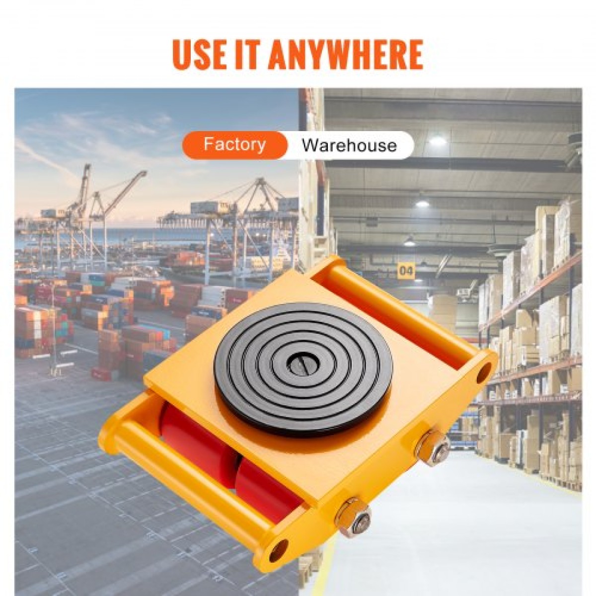 VEVOR 4PCS Machinery Skate Dolly, 17637LBS/8T Industrial Machinery Mover, Heavy Duty Carbon Steel Machinery Moving Skate με 4 τροχούς PU και αντιολισθητικό καπάκι περιστροφής 360° για Warehouse Workshop Factory