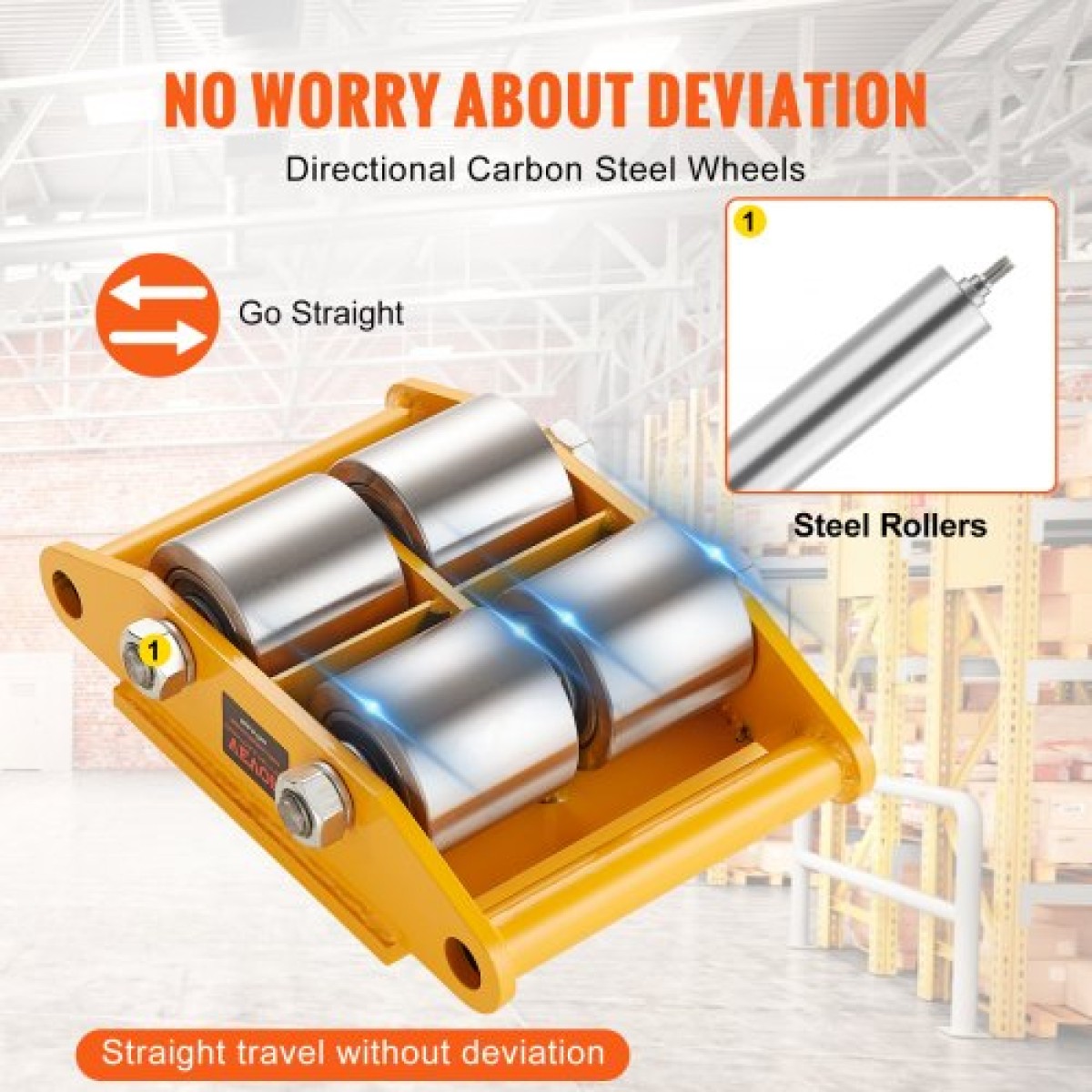VEVOR 4PCS Machinery Skate Dolly, 11999,8 kg Industrial Machinery Mover, Heavy Duty Carbon Steel Machinery Moving Skate & 4 Carbon Steel Wheels and 360° Rotation Αντιολισθητικό καπάκι για αποθήκη, εργοστάσιο