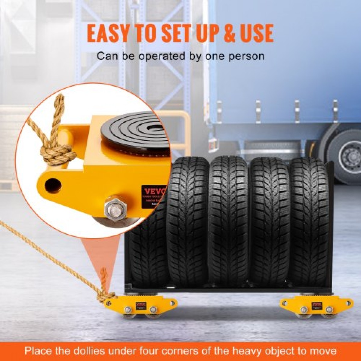 VEVOR 4PCS Machinery Skate Dolly, 11999,8 kg Industrial Machinery Mover, Heavy Duty Carbon Steel Machinery Moving Skate & 4 Carbon Steel Wheels and 360° Rotation Αντιολισθητικό καπάκι για αποθήκη, εργοστάσιο