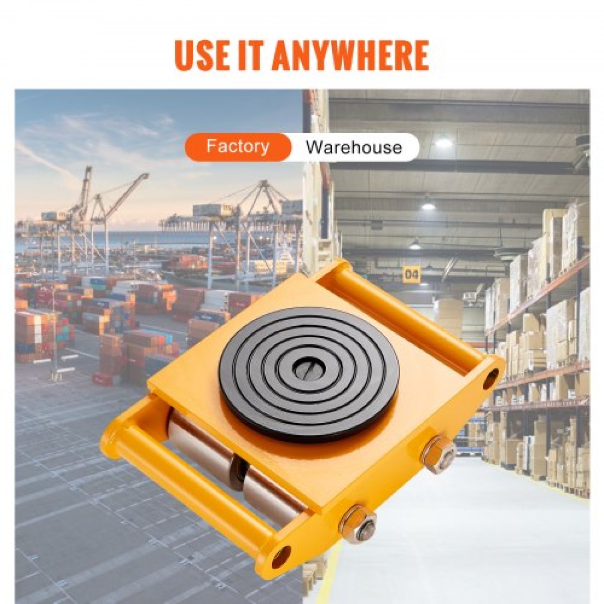 VEVOR 4PCS Machinery Skate Dolly, 11999,8 kg Industrial Machinery Mover, Heavy Duty Carbon Steel Machinery Moving Skate & 4 Carbon Steel Wheels and 360° Rotation Αντιολισθητικό καπάκι για αποθήκη, εργοστάσιο