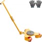 VEVOR Machinery Skate Dolly, 6614 LBS/3T Industrial Machinery Mover with Handle, Carbon Steel Moving Skate με 3 περιστρεφόμενους τροχούς PU 360°, Αντιολισθητικό καπάκι περιστροφής 360° για αποθήκη, εργαστήριο