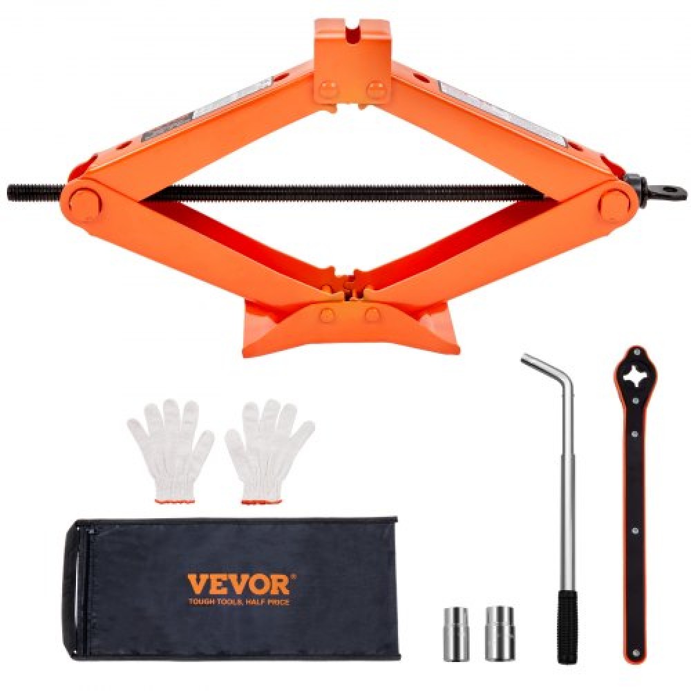 VEVOR Scissor Jack, 2,5 Ton/2500 kg Scissor Jack Jack, 9,4 cm-43,4 cm Ανύψωση ψαλιδιού ανύψωσης με λαβή καστάνιας και κλειδί L, φορητό γρύλο ελαστικών για αυτοκίνητα Φορτηγά Sedan MPV
