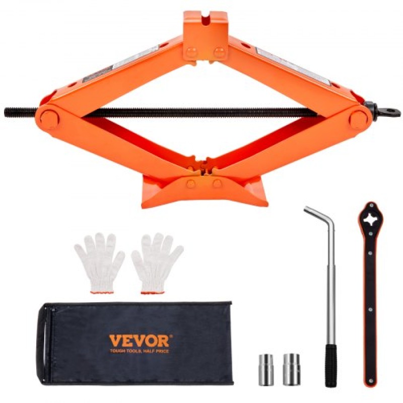 VEVOR Scissor Jack, 2,5 Ton/2500 kg Scissor Jack Jack, 9,4 cm-43,4 cm Ανύψωση ψαλιδιού ανύψωσης με λαβή καστάνιας και κλειδί L, φορητό γρύλο ελαστικών για αυτοκίνητα Φορτηγά Sedan MPV