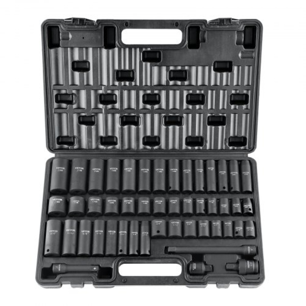 VEVOR 3/8" Drive Impact Socket Set, 48 Piece Socket Set SAE (5/16" -3/4") & Metric (8-22mm) Μπάρα επέκτασης μονάδας δίσκου Cr-V 6 σημείων Universal Joint & Power Drill Adapter περιλαμβάνει θήκη αποθήκευσης