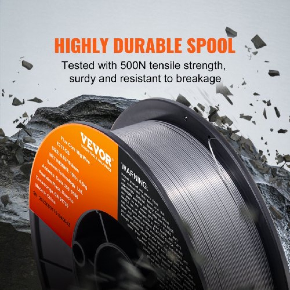 Σύρμα συγκόλλησης VEVOR Flux Core, E71T-GS 0,8mm 4,5kg, Σύρμα συγκόλλησης MIG από ήπιο χάλυβα χωρίς αέριο με χαμηλό πιτσίλισμα για συγκόλληση τόξου σε όλες τις θέσεις και χρήση σε εξωτερικούς χώρους