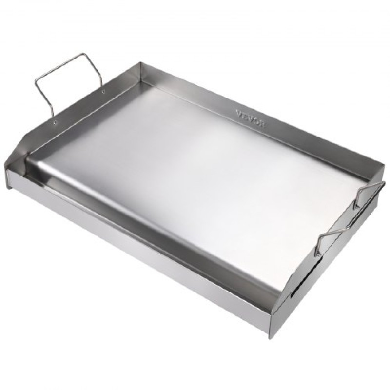 Ταψί VEVOR, 23,5"x16" Προετοιμασμένη σχάρα από ανοξείδωτο χάλυβα, Ορθογώνιο ταψί διπλού καυστήρα, Αντικολλητικό Οικογενειακό σκεύος μαγειρικής με χερούλια και αυλάκι λαδιού, για μπάρμπεκιου, ψησταριές υγραερίου, ασημί