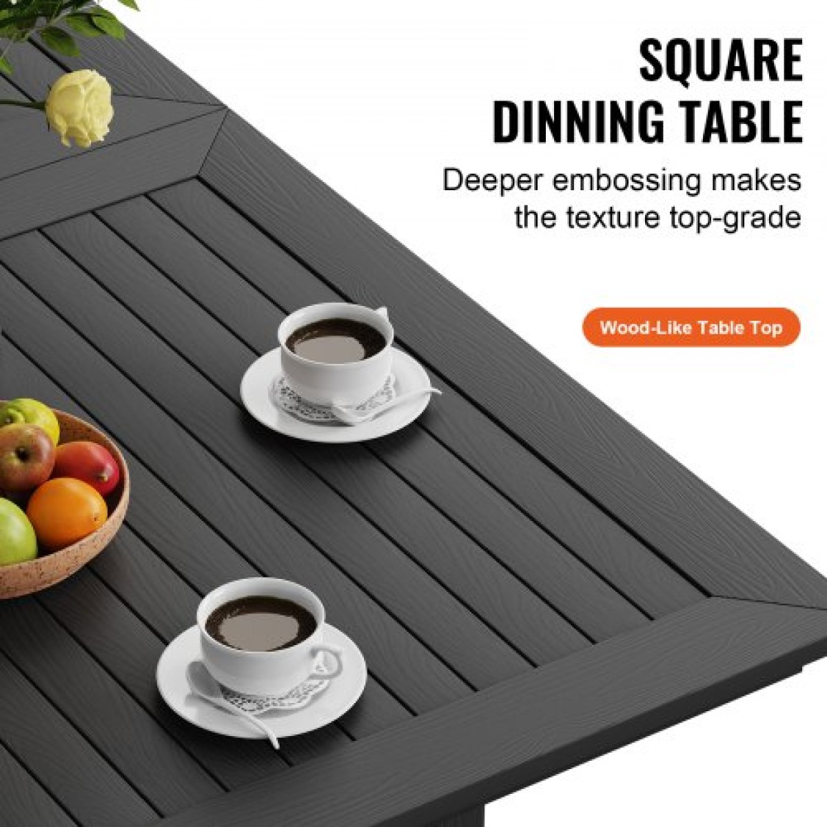 VEVOR 7 Pieces Σετ τραπεζαρίας Patio, Σετ τραπέζι και καρέκλες για έπιπλα εξωτερικού χώρου, ορθογώνιο σετ, τραπεζάκια επίπλων κήπου παντός καιρού, σετ συνομιλίας HIPS Patio, Για γκαζόν, κατάστρωμα, αυλή, δίπλα στην πισίνα, μαύρο