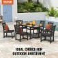 VEVOR 7 Pieces Σετ τραπεζαρίας Patio, Σετ τραπέζι και καρέκλες για έπιπλα εξωτερικού χώρου, ορθογώνιο σετ, τραπεζάκια επίπλων κήπου παντός καιρού, σετ συνομιλίας HIPS Patio, Για γκαζόν, κατάστρωμα, αυλή, δίπλα στην πισίνα, μαύρο