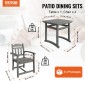 VEVOR Σετ τραπεζαρίας Patio 5 τεμαχίων, Τραπέζι και καρέκλες έπιπλα εξωτερικού χώρου, τετράγωνα έπιπλα, σετ τραπεζιών για έπιπλα κήπου παντός καιρού, σετ συνομιλίας HIPS Small Patio, Για γκαζόν, κατάστρωμα, πίσω αυλή, δίπλα στην πισίνα, ανοιχτό γκρι