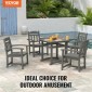 VEVOR Σετ τραπεζαρίας Patio 5 τεμαχίων, Τραπέζι και καρέκλες έπιπλα εξωτερικού χώρου, τετράγωνα έπιπλα, σετ τραπεζιών για έπιπλα κήπου παντός καιρού, σετ συνομιλίας HIPS Small Patio, Για γκαζόν, κατάστρωμα, πίσω αυλή, δίπλα στην πισίνα, ανοιχτό γκρι