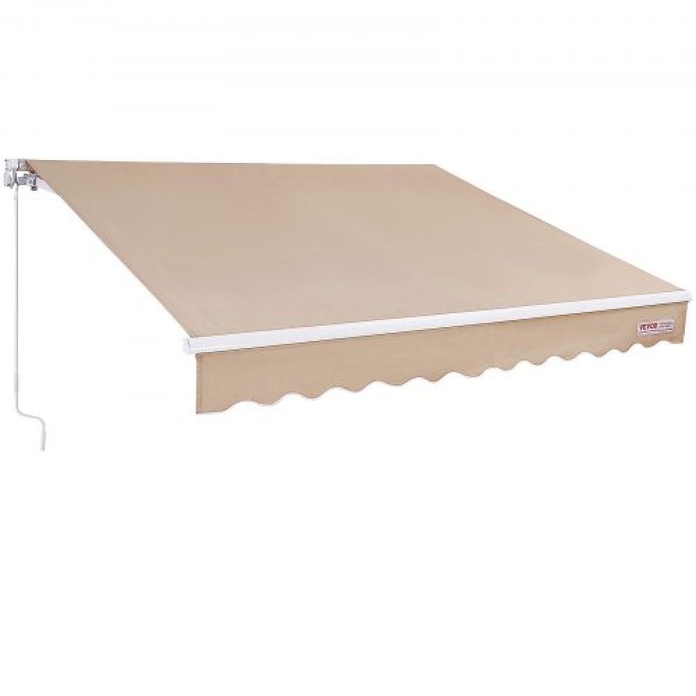 VEVOR Εγχειρίδιο αναδιπλούμενη τέντα, 12 x 10 ft Outdoor Patio Awning Retractable Sun Shade, Αδιάβροχο Polyester Patio Door Poor Parathum Awning Sunshade Shelter with μανιβέλα λαβή για πίσω αυλή, μπαλκόνι