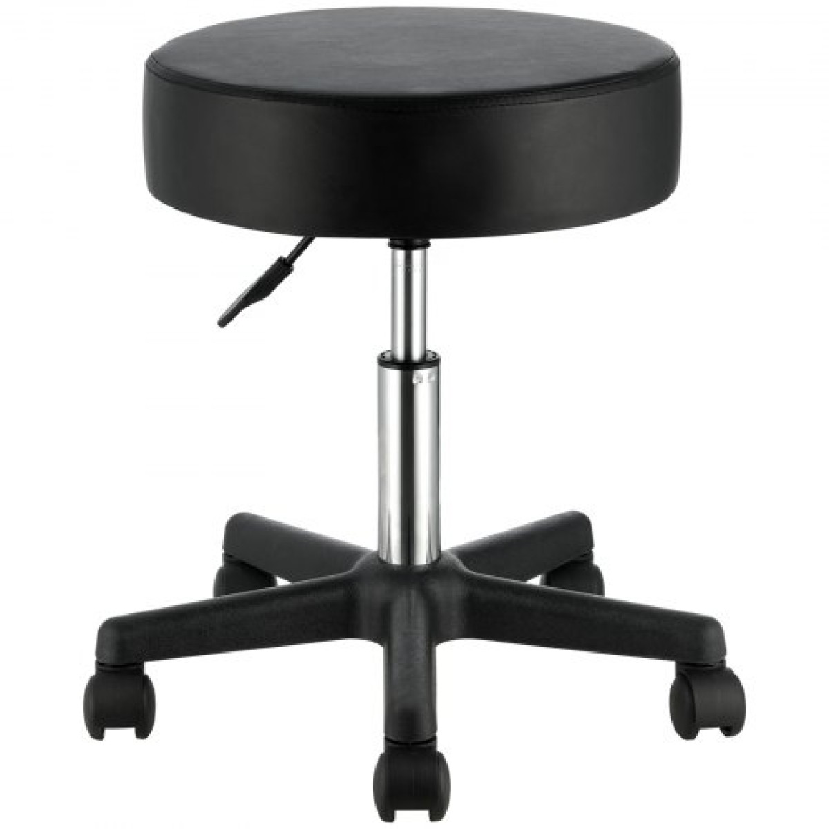 VEVOR Ρολά σκαμπό με ρόδες, 181,4 kg Χωρητικότητα βάρους Σκαμπό ρυθμιζόμενο ύψος με εξαιρετικά παχύ μαξιλάρι καθίσματος, περιστρεφόμενη καρέκλα σκαμπό για σαλόνι, μπαρ, σπίτι, γραφείο, τατουάζ, ιατρικό, μασάζ, μαύρο
