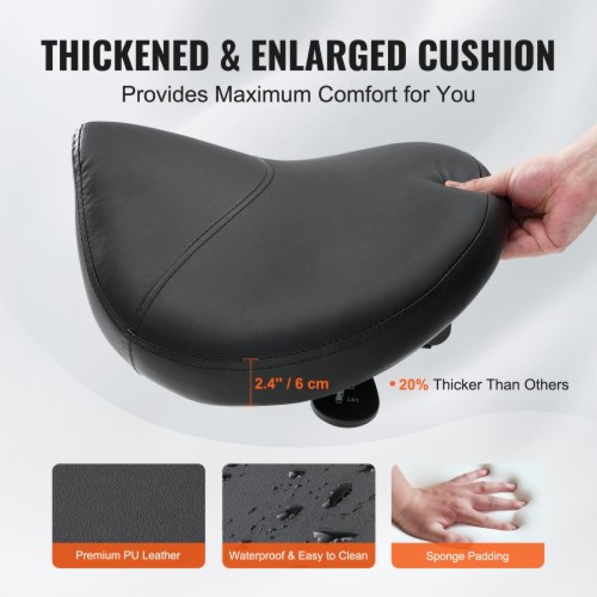 VEVOR Saddle Stool with Wheels, 400 LBS Weight Capacity Ergonomic Rolling Saddle Stool, Height Adjustable Thickened PU Leather Swivel Saddle Stools Chair for Salon, Spa, Tattoo, Clinic, Black