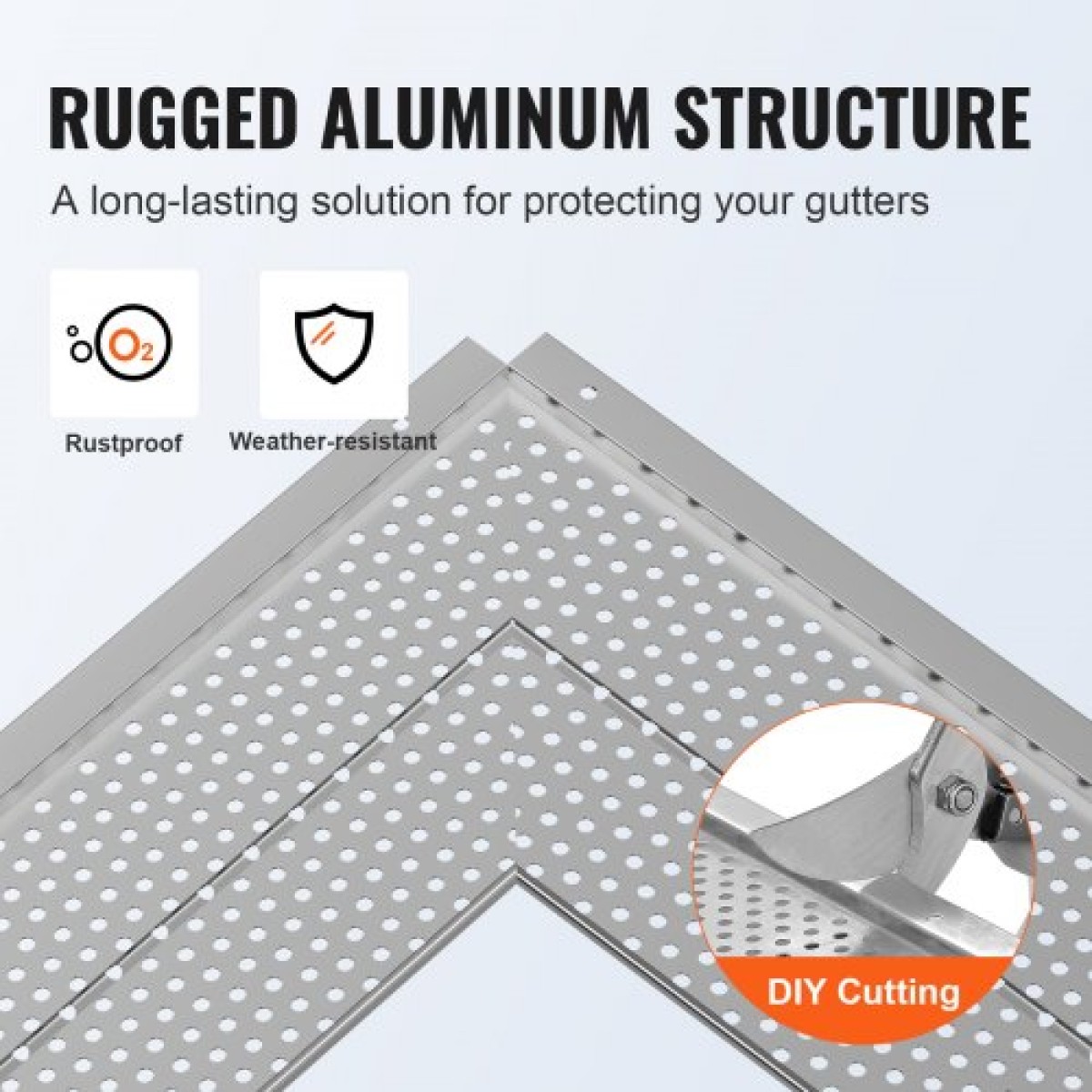 VEVOR Gutter Gutter, πλάτος 5 ιντσών, φίλτρο αλουμινίου DIY κάλυμμα υδρορροής, 26 ΤΕΜ 104 ft Συνολικό μήκος, 0,157'' διάμετρος οπής & 0,02'' Χονδρό προστατευτικό υδρορροής Raptor ταιριάζει σε κάθε στέγη ή τύπο υδρορροής