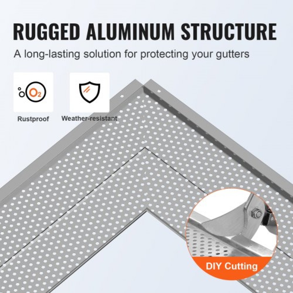 VEVOR Gutter Gutter, πλάτος 152mm, Φίλτρο αλουμινίου DIY κάλυμμα υδρορροής, 26 ΤΕΜ 264 cm Συνολικό μήκος, διάμετρος οπής 4 mm & 0,5 mm πάχος Raptor Gutter Gutters Ταιριάζει σε κάθε στέγη ή τύπο υδρορροής
