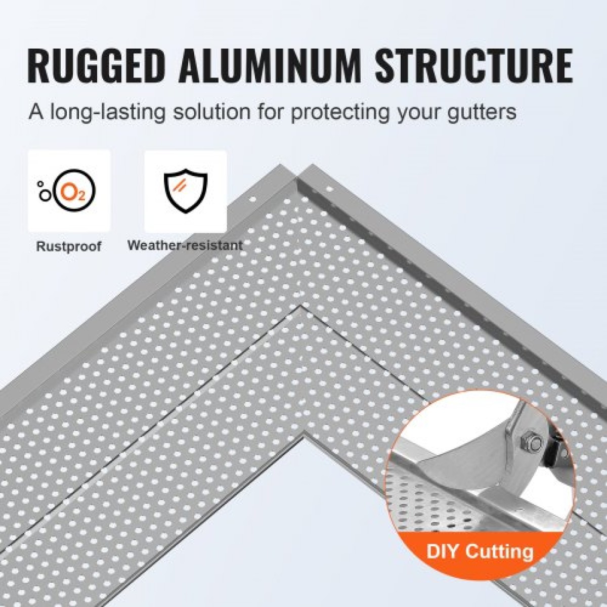 VEVOR Gutter Gutter, πλάτος 152 mm, Φίλτρο αλουμινίου DIY κάλυμμα υδρορροής, 52 ΤΕΜ 528 cm Συνολικό μήκος, διάμετρος οπής 4 mm & 0,5 mm πάχος Raptor Gutter Guards Ταιριάζει σε κάθε στέγη ή τύπο υδρορροής