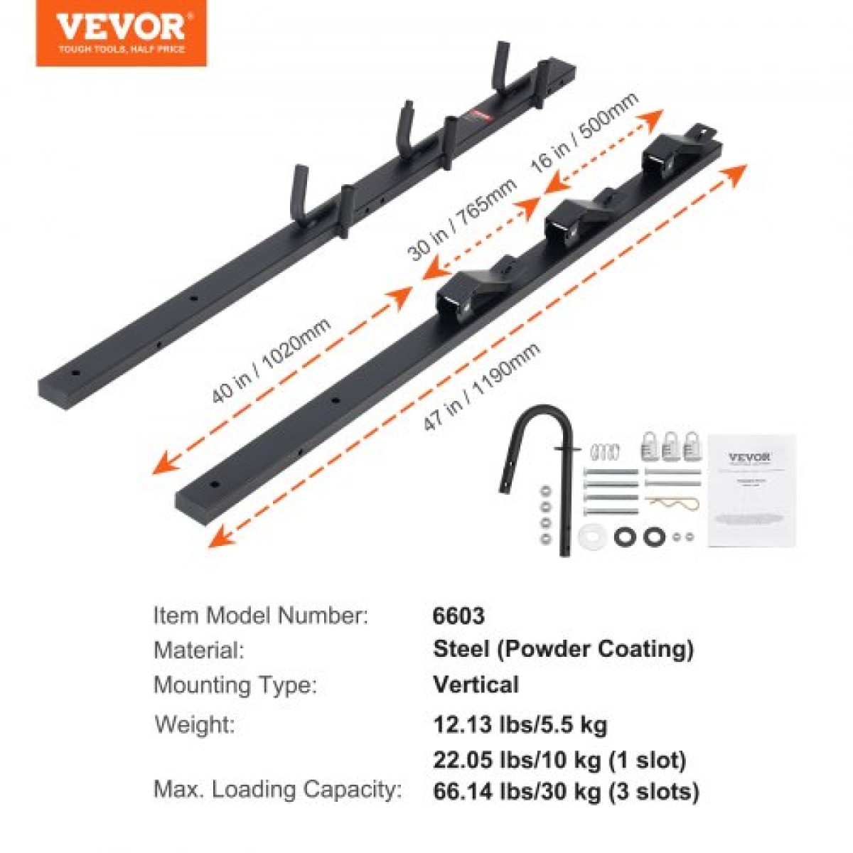 Βάση κοπής VEVOR, 3 Θέσεις Weeder Trimmer Rack, Locking Trim Holder Landscape Rack Carrier Mount on Open Pickup/Trailer Enclosed Trailers, Pair