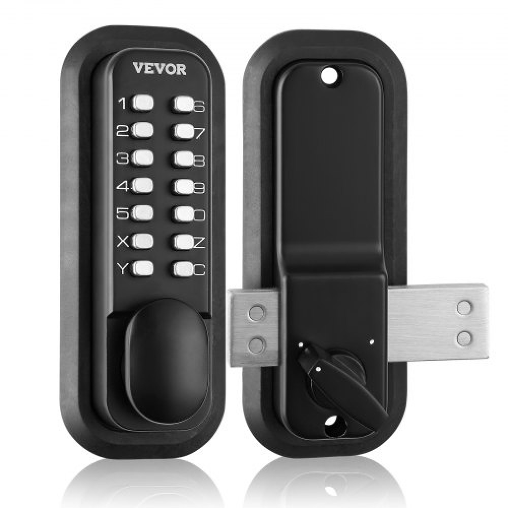 VEVOR Mechanical Keyless Entry Door Lock, 14 Digit Keypad, Outdoor Gate Door Locks Set with Surface-mounted Latch, Water-proof Zinc Alloy, Keypad and Knob, Easy to Install, for Garden, Yard, Garage