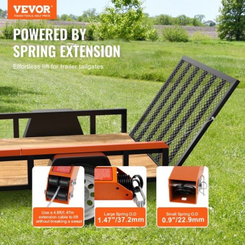 VEVOR TrailTailgate er Lift Assist, Μέγιστη χωρητικότητα φόρτωσης 180 λίβρες, Συμβατό με Open Utility πίσω πόρτα και ράμπα ρυμουλκούμενου, με πλευρική ράγα ύψους 10 έως 24 ίντσες και πίσω πύλη ή ράμπα ύψους 4 έως 6 πόδια