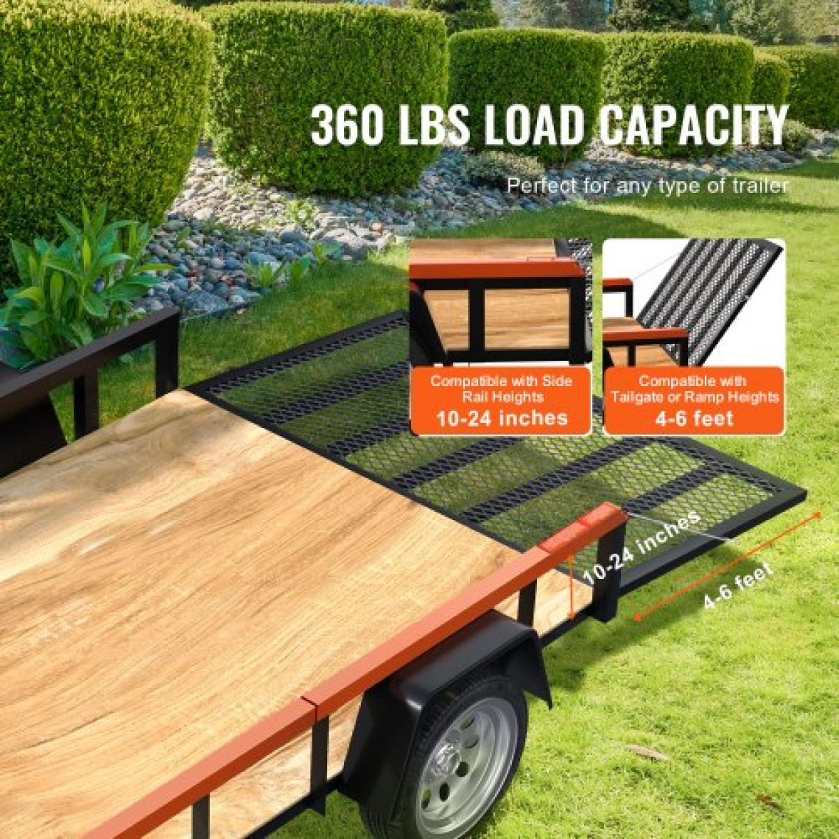 VEVOR TrailTailgate er Lift Assist, Μέγιστη χωρητικότητα φόρτωσης 180 λίβρες, Συμβατό με Open Utility πίσω πόρτα και ράμπα ρυμουλκούμενου, με πλευρική ράγα ύψους 10 έως 24 ίντσες και πίσω πύλη ή ράμπα ύψους 4 έως 6 πόδια