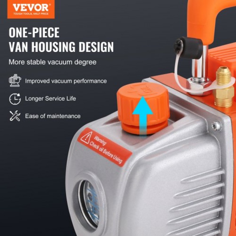 VEVOR 11,4 L Vacuum Chamber and 3,5 CFM Pump Kit, Tempered Glass Lid Vacuum Chamber Dessing Kit, Μονοβάθμια αντλία κενού με φιάλη λαδιού 250 ml, για σταθεροποίηση ξύλου, απαέρωση σιλικονών, εποξειδικά