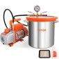 VEVOR 11,4 L Vacuum Chamber and 3,5 CFM Pump Kit, Tempered Glass Lid Vacuum Chamber Dessing Kit, Μονοβάθμια αντλία κενού με φιάλη λαδιού 250 ml, για σταθεροποίηση ξύλου, απαέρωση σιλικονών, εποξειδικά