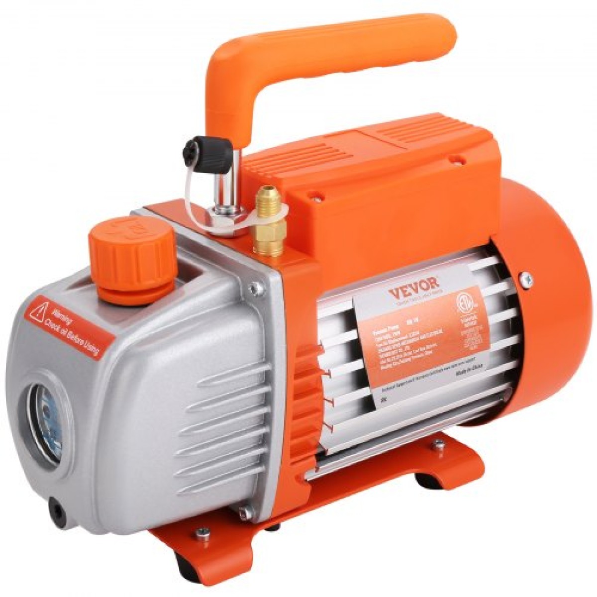 VEVOR 11,4 L Vacuum Chamber and 3,5 CFM Pump Kit, Tempered Glass Lid Vacuum Chamber Dessing Kit, Μονοβάθμια αντλία κενού με φιάλη λαδιού 250 ml, για σταθεροποίηση ξύλου, απαέρωση σιλικονών, εποξειδικά